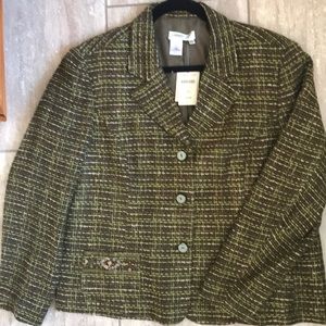 Women’s petite green tweed jacket new